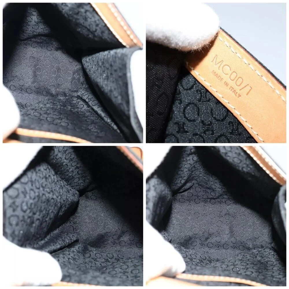 CELINE C Macadam Canvas Shoulder Bag Suede Black Auth - Picture 15 of 16